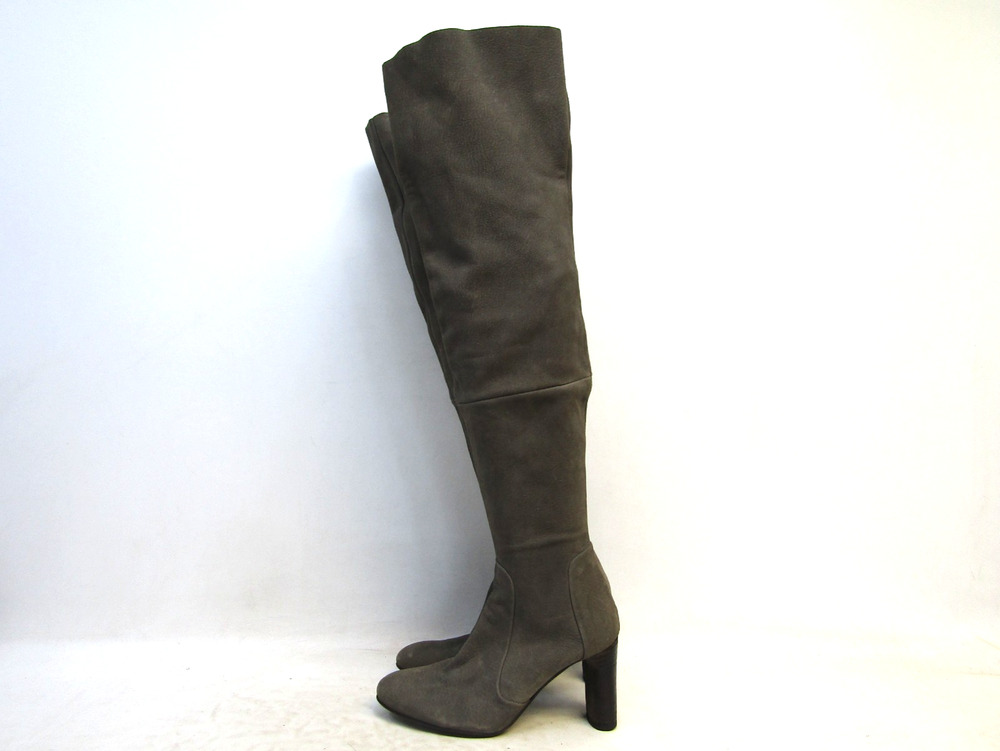 Free People Womens Size 37 EUR Gray Leather 22" Shaft Knee High Fashion Boots